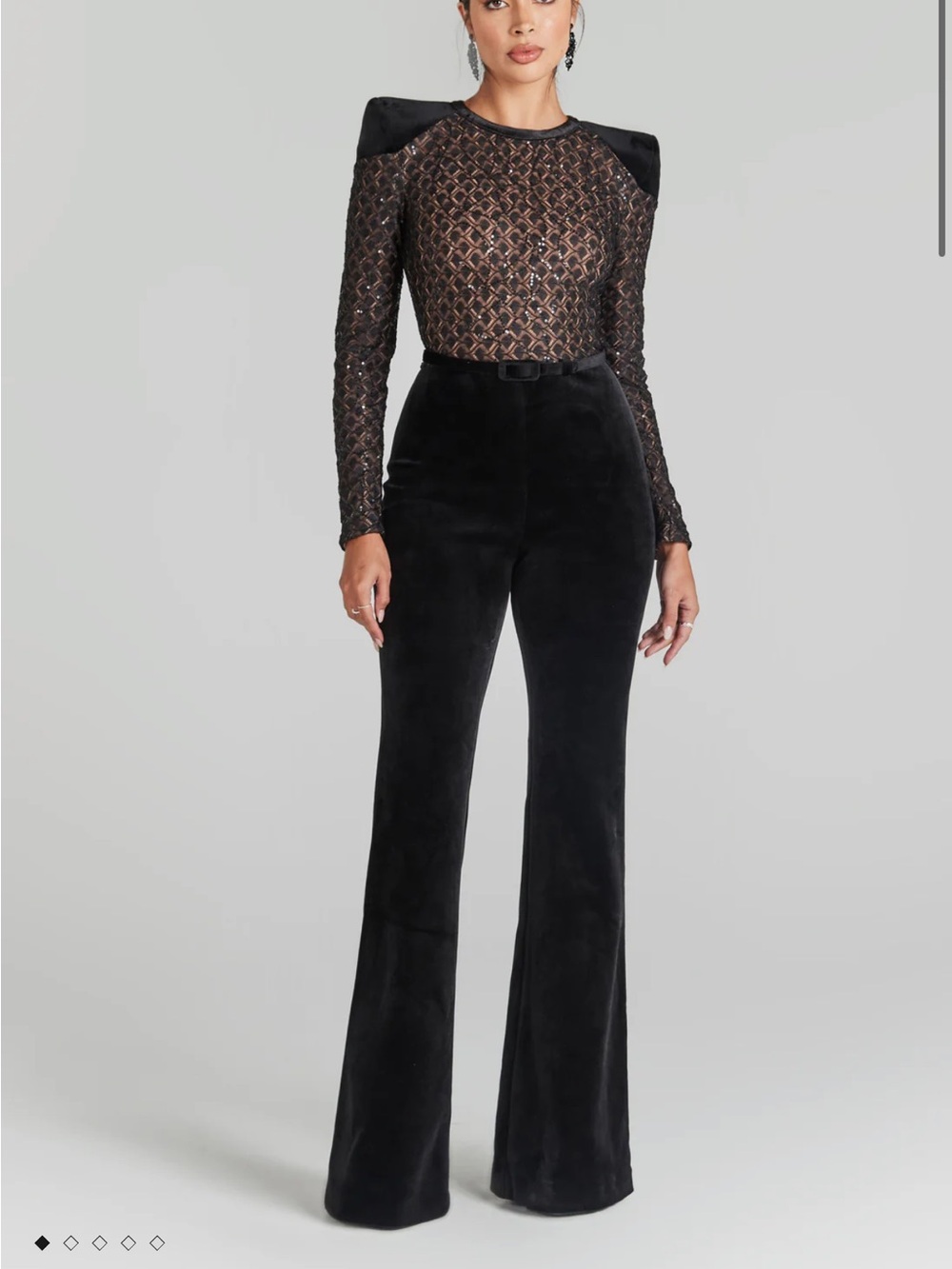 NWOT Nadine Merabi Amanda long sleeve velvet jumpsuit